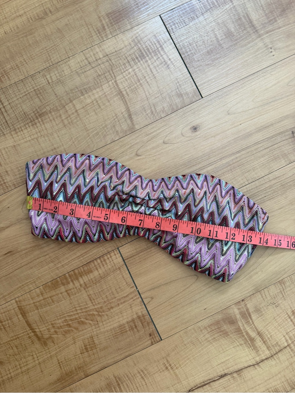 Missoni Style Pink Zigzag Strapless Bandeau Top size L New Vintage Rare from Y2K - Picture 3 of 8